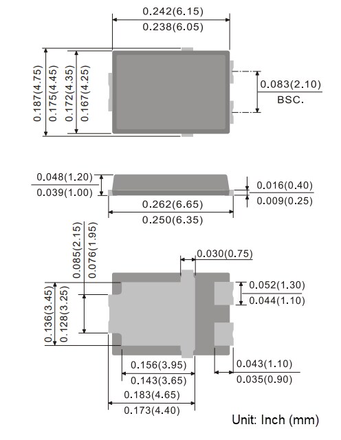 Mechanical Drawing - PANJIT MBR5H60PC Schottky Barrier Rectifiers