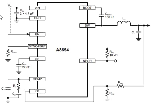 Application Circuit Diagram - Allegro MicroSystems A8654 Synchronous Buck Regulator