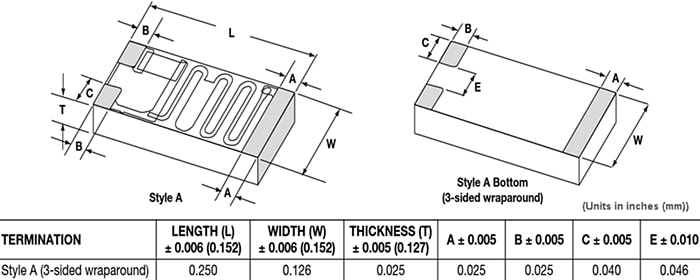 Mechanical Drawing - Vishay CDMV Thick Film Chip Dividers