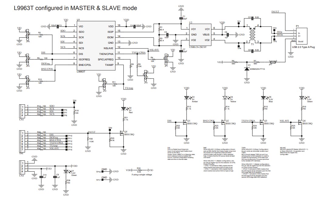 Schematic - STMicroelectronics AEK-COM-ISOSPI1 SPI to Isolated SPI Dongle