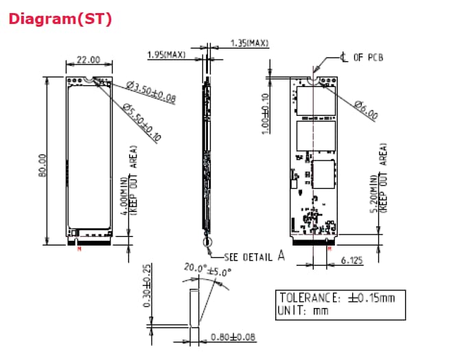 Mechanical Drawing - Innodisk M.2 (P80) 4TG2-P SSDs