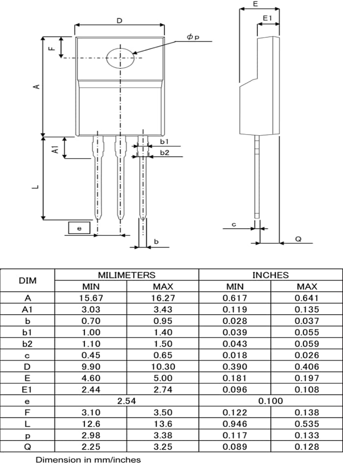 Mechanical Drawing - ROHM Semiconductor R8019KNXC7G N-Ch 800V 19A Power MOSFETs