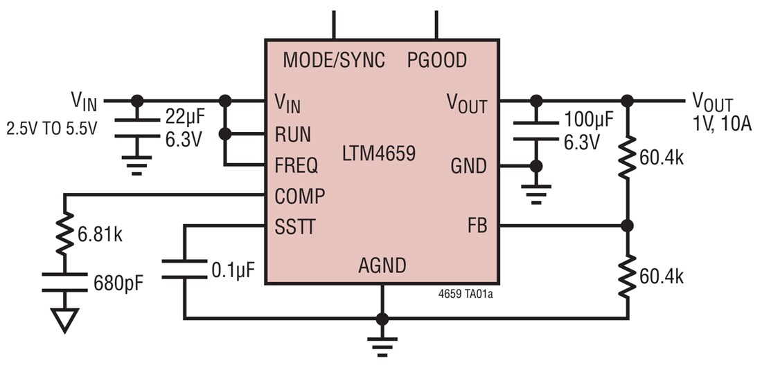 Application Circuit Diagram - Analog Devices Inc. LTM4659 10A Step-Down DC-DC μModule® Regulator