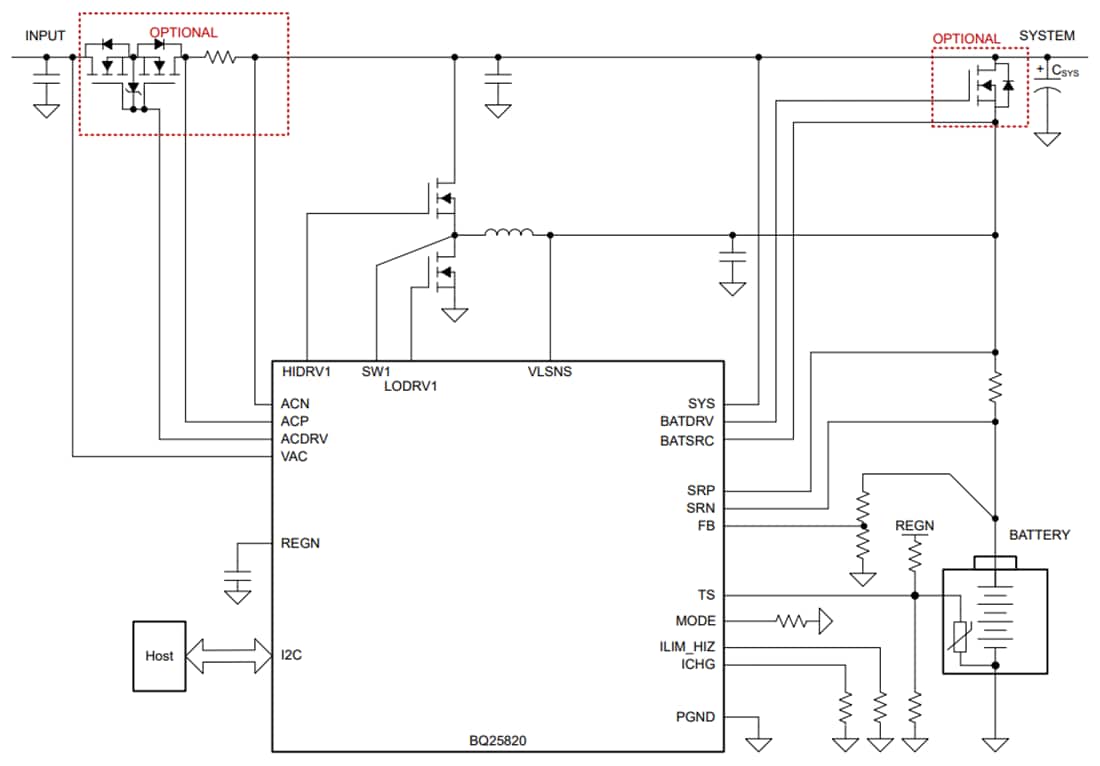 Schematic - Texas Instruments bq25758A Bi-Directional Buck-Boost Controller