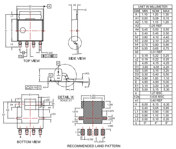 Mechanical Drawing - onsemi NVMYS9D3N06CL Power MOSFET