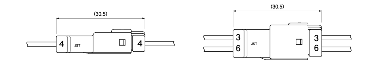 Mechanical Drawing - JST Connectors JWPF 2mm Rectangular Cable Assemblies Connectors