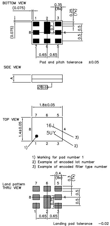 Mechanical Drawing - Qualcomm RF360 B8385 BAW Filter