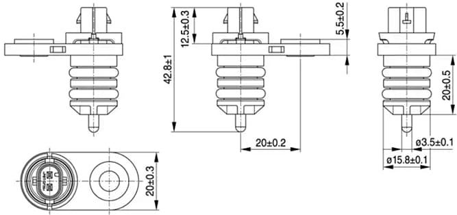 Mechanical Drawing - TDK Immersion NTC Thermistor