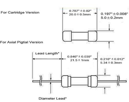 Mechanical Drawing - Bel Fuse 0650C/0650P Series Quick-acting Fuses