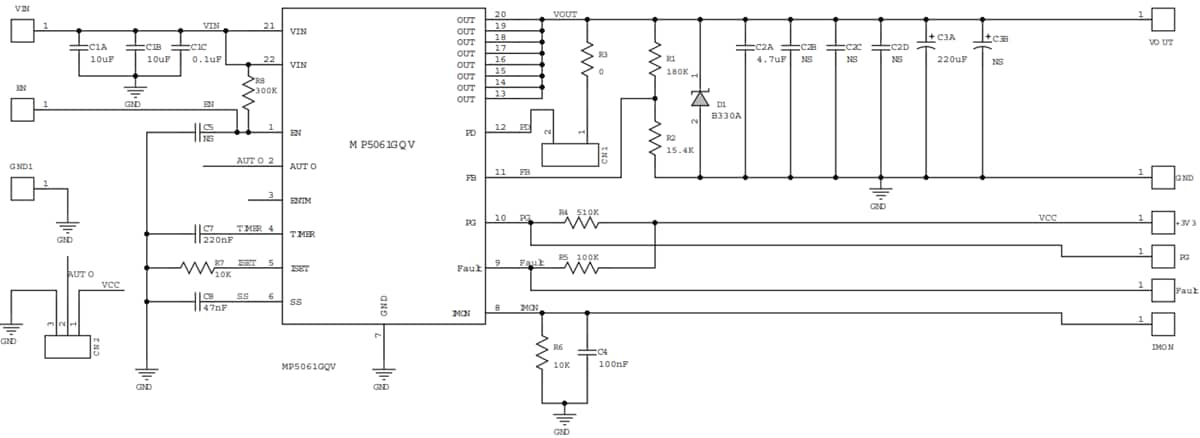 Schematic - Monolithic Power Systems (MPS) EV5061-QV-00A Evaluation Board
