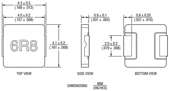 Mechanical Drawing - Bourns SRP0410F Shielded Power Inductors