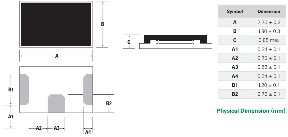 Mechanical Drawing - Littelfuse ITV2718 Battery Protectors