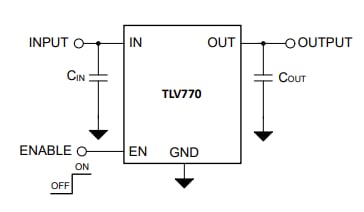 Application Circuit Diagram - Texas Instruments TLV770 Low-Dropout (LDO) Linear Regulators