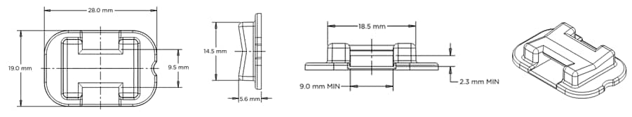 Chart - TE Connectivity Standard & Mini Cable Tie Adhesive Mount Brackets