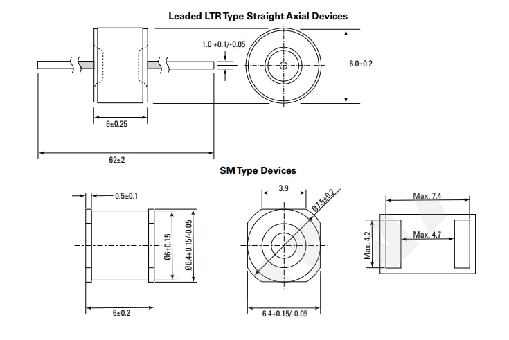 Mechanical Drawing - Littelfuse CG10 Gas Discharge Tubes