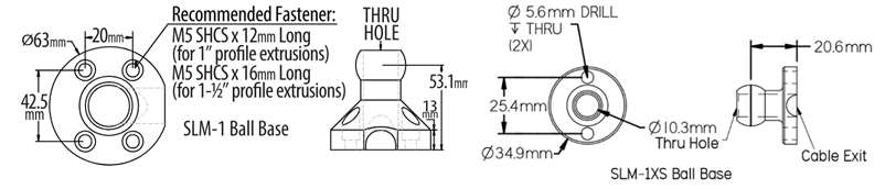 Mechanical Drawing - Swivellink SLM-1 Ball Bases