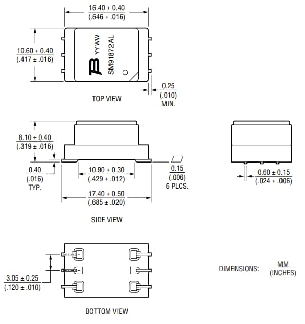 Mechanical Drawing - Bourns SM91872AL BMS Transformer