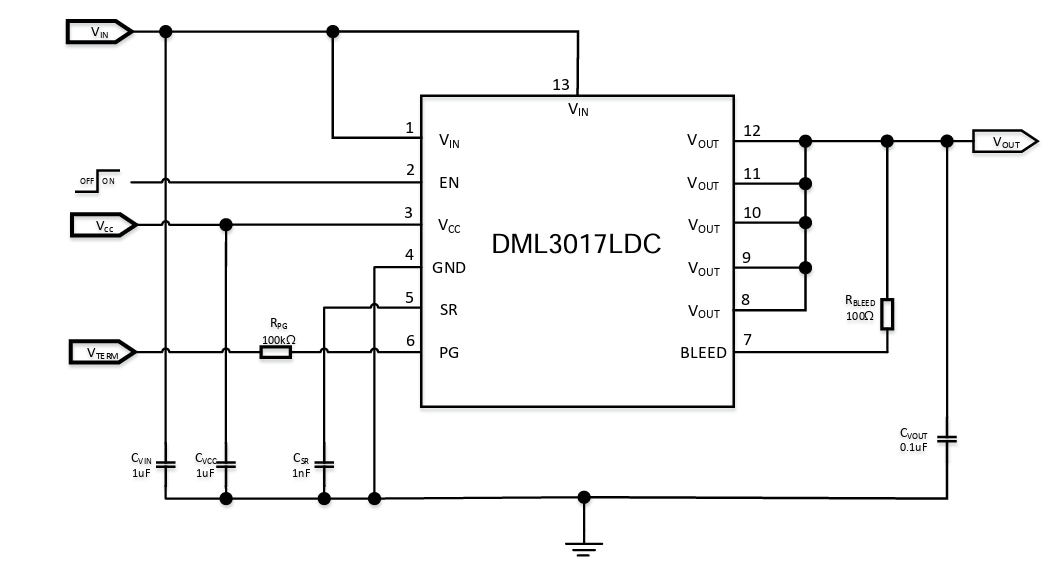 Application Circuit Diagram - Diodes Incorporated DML3017LDC Single-Channel Smart Load Switches