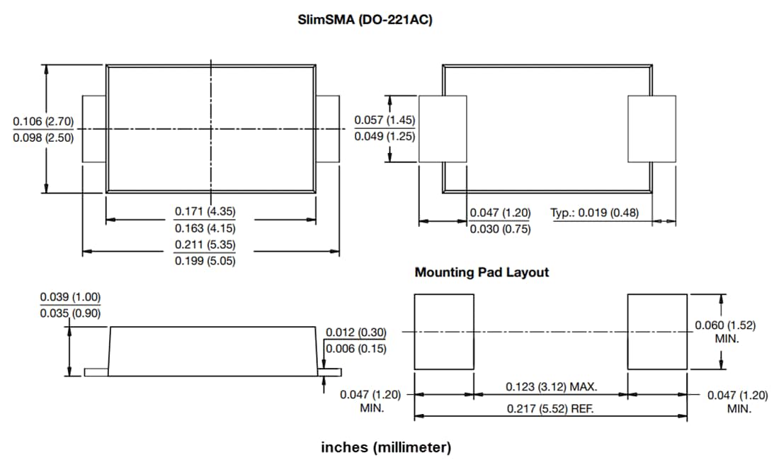Mechanical Drawing - Vishay Semiconductors TA6FxxCA PAR® Transient Voltage Suppressors