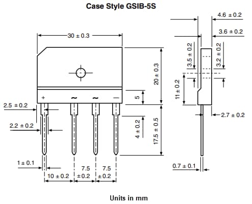 Mechanical Drawing - Vishay Semiconductors GSIB25x Bridge Rectifiers