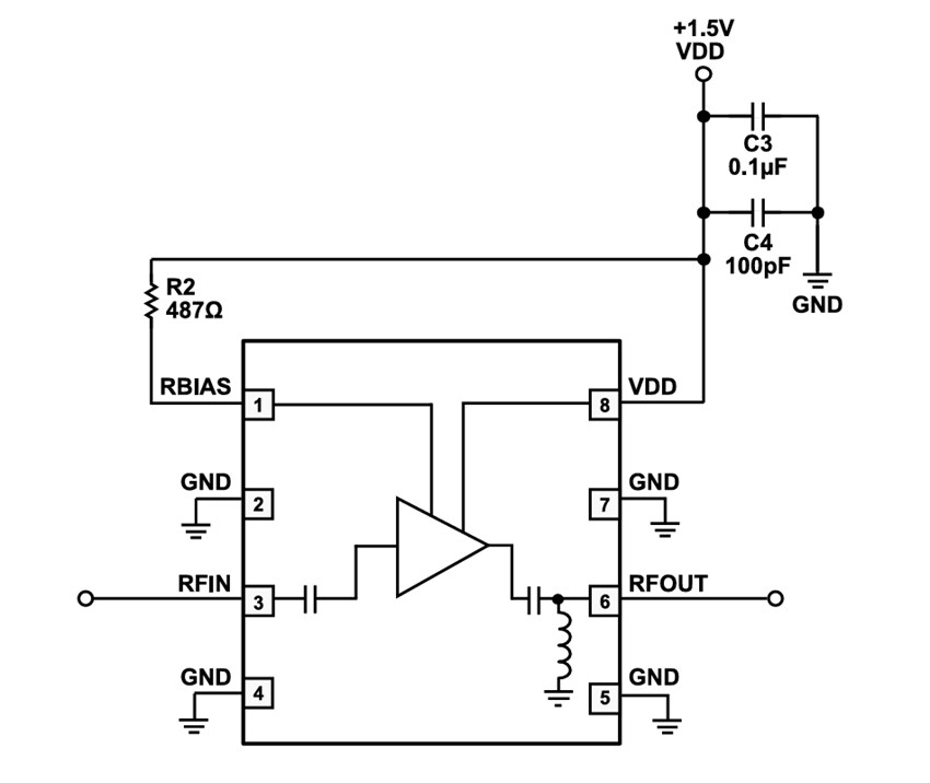 Application Circuit Diagram - Analog Devices Inc. ADL8143 Low Noise Amplifiers