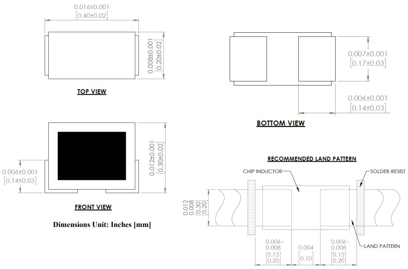 Mechanical Drawing - Abracon AIMC-04UHQ Multi-layer RF Inductors