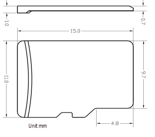 Mechanical Drawing - Swissbit S-52u Industrial microSDHC/SDXC Memory Cards
