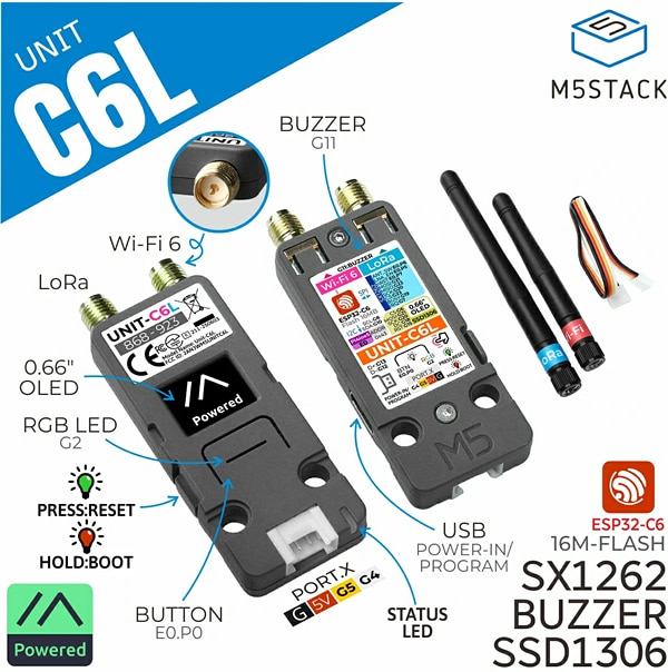 Infographic - M5Stack C6L LoRa Communication Unit for Meshtastic