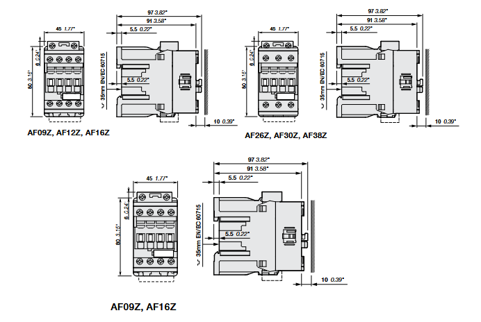 Mechanical Drawing - ABB AF Contactors