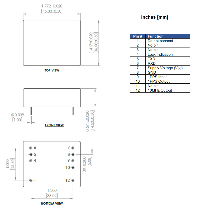 Mechanical Drawing - Abracon AR36CPT Rubidium Oscillators