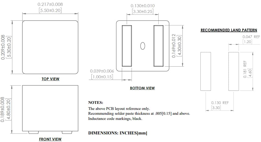 Mechanical Drawing - Abracon AMELH5050S Power Inductors