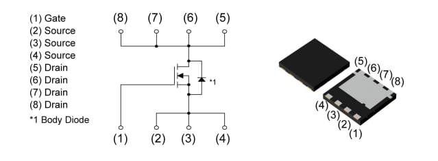 Application Circuit Diagram - ROHM Semiconductor RY7P250BM Power MOSFET
