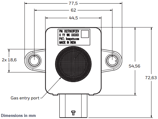 Mechanical Drawing - Honeywell Hydrogen Leak Detection Sensor