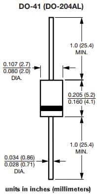 Mechanical Drawing - Vishay 1N42x Glass Passivated Junction Plastic Rectifiers