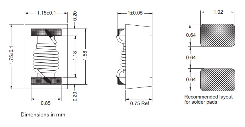 Mechanical Drawing - Fastron 0603LDM RF Inductors