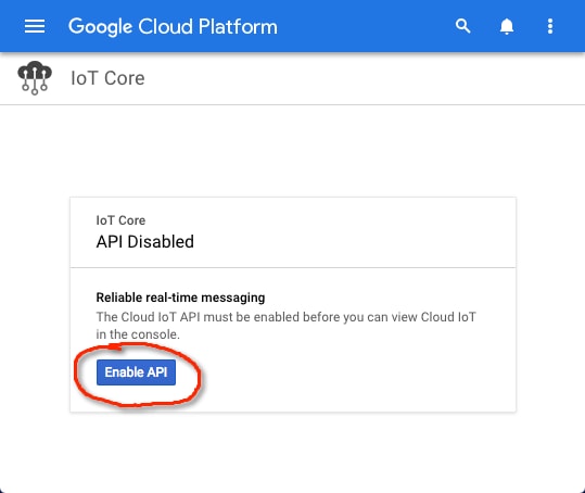 Enabling the IoT Core API