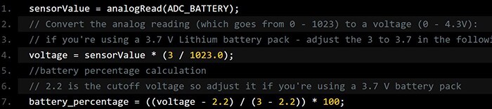 Code snippet - voltage calculation