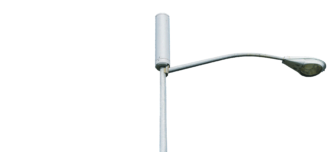 light pole listing out point for the antenna array, power supply, baseband processor & rf amplifier, and battery backup