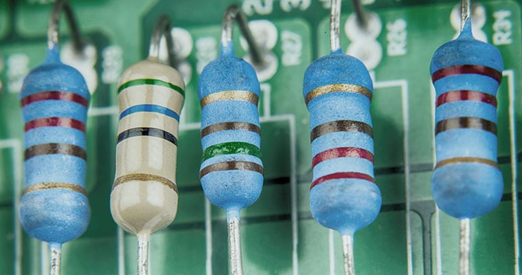 4-band resistors in a circuit board